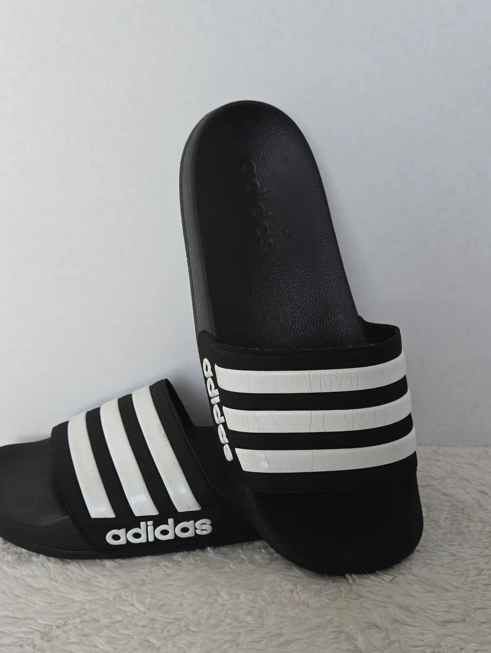 adidas Kids Adilette Shower Slides Black White Size 6